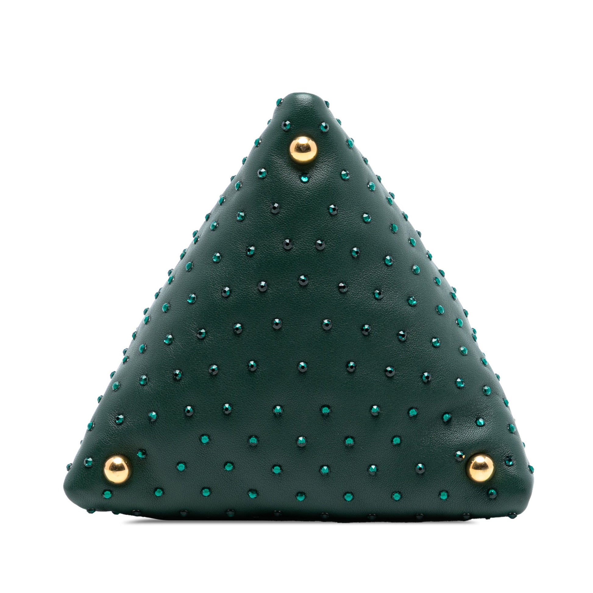 Bottega Veneta Mini Lambskin Crystal Embellished Triangle Handbag