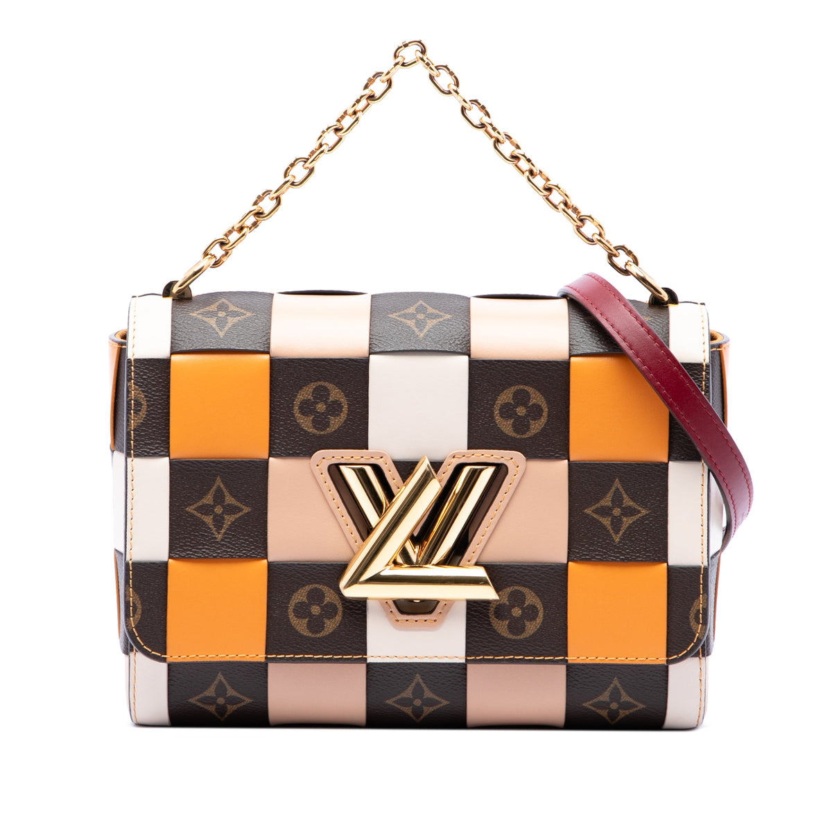 Louis Vuitton Calfskin Monogram Check Twist MM — Orange