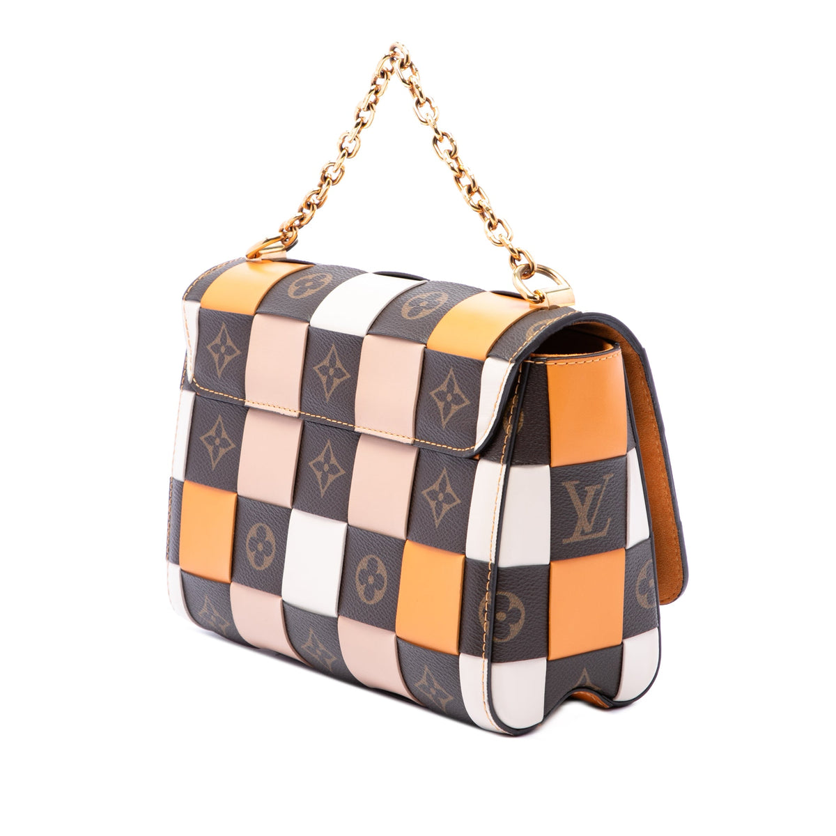 Louis Vuitton Calfskin Monogram Check Twist MM — Orange