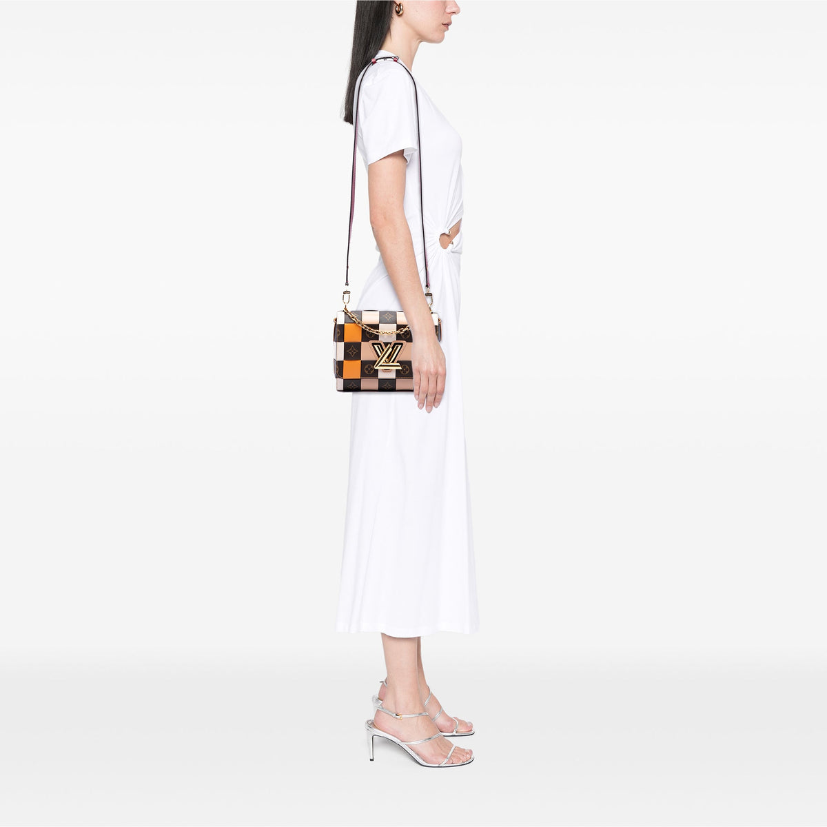 Louis Vuitton Calfskin Monogram Check Twist MM — Orange
