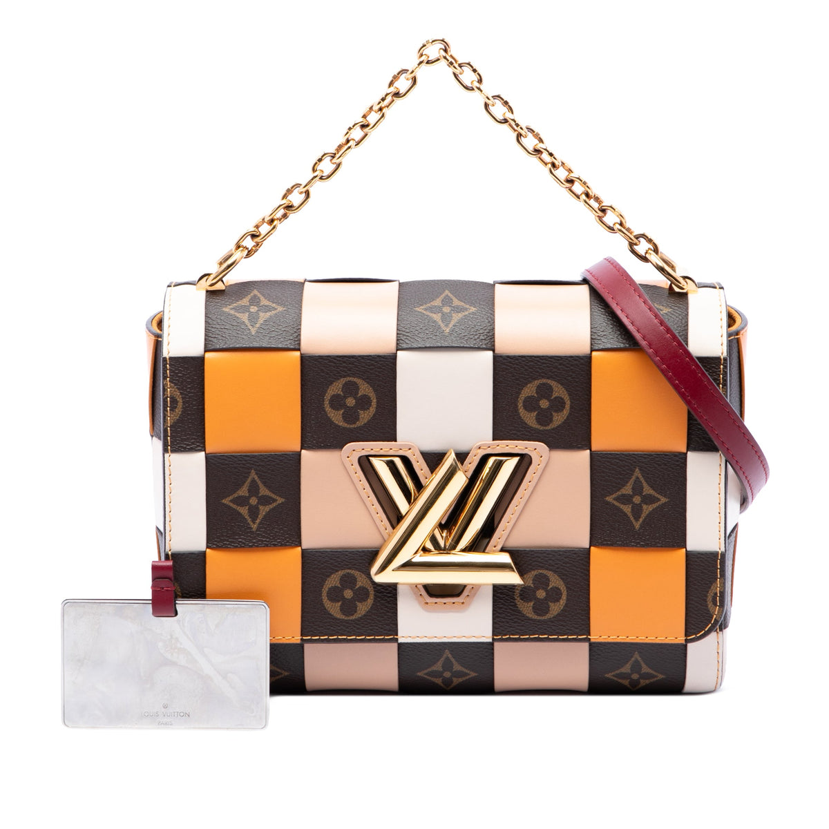 Louis Vuitton Calfskin Monogram Check Twist MM — Orange