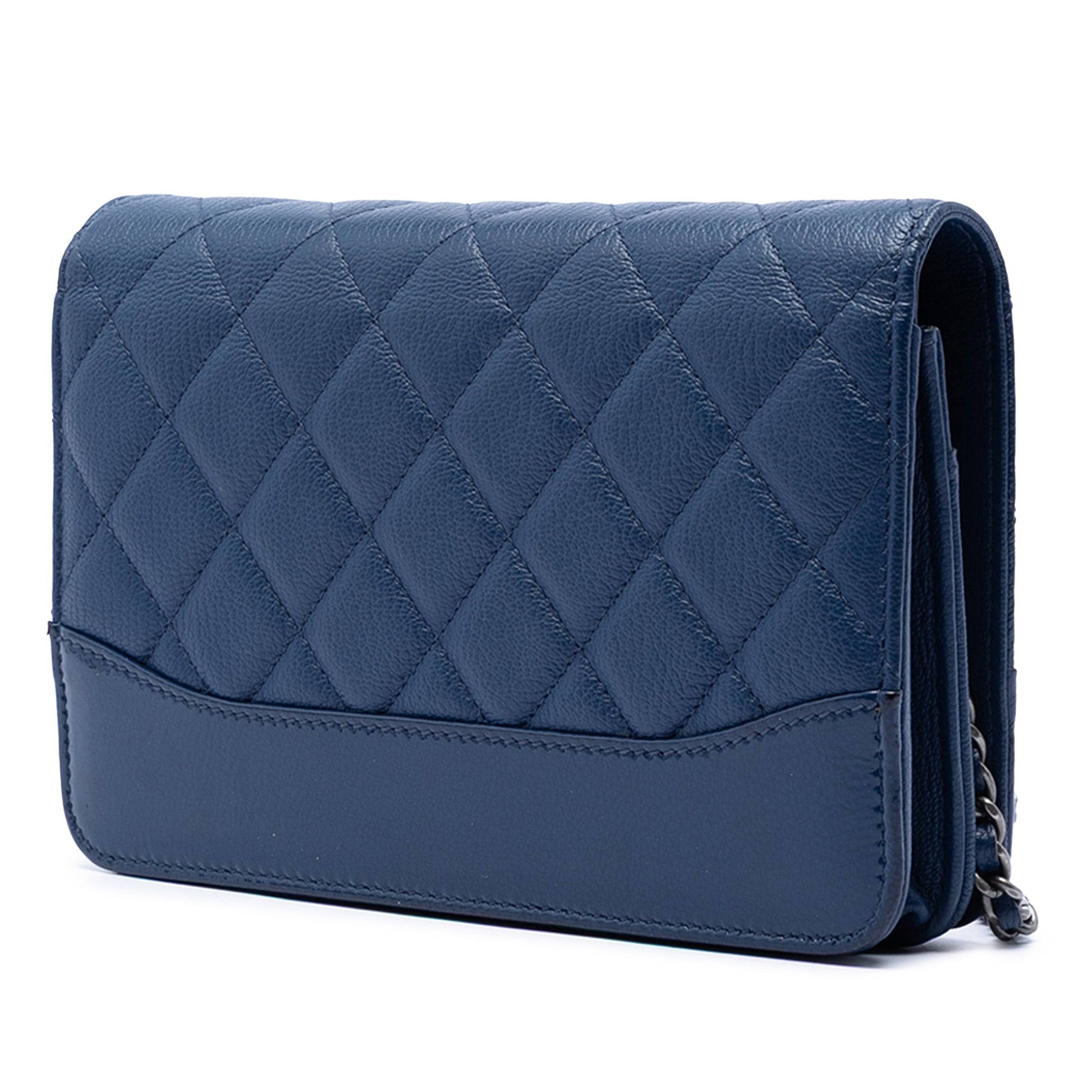 Quilted Patent Aged Calfskin Gabrielle Wallet On Chain