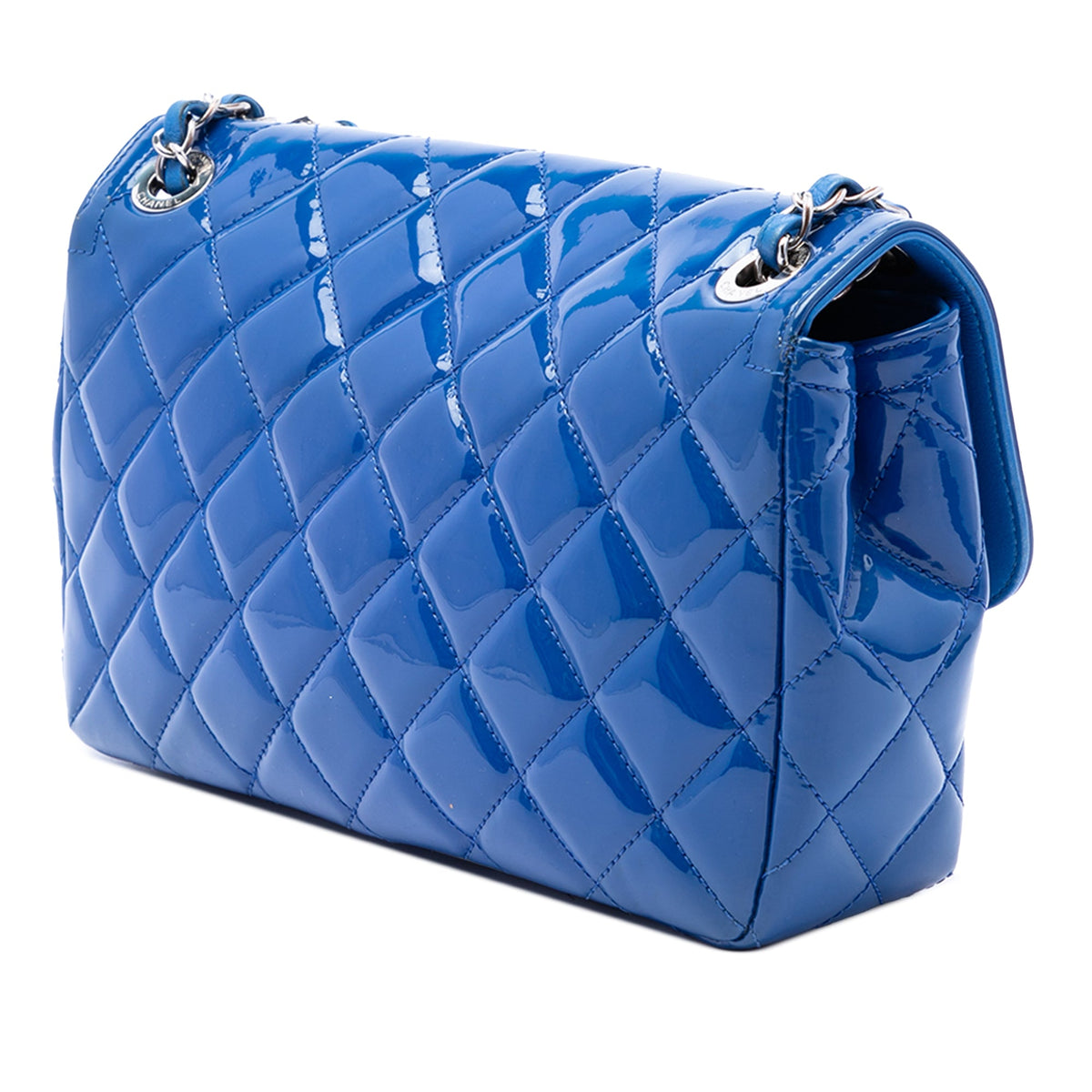 Chanel Medium Quilted Patent Coco Shine Flap — Blue