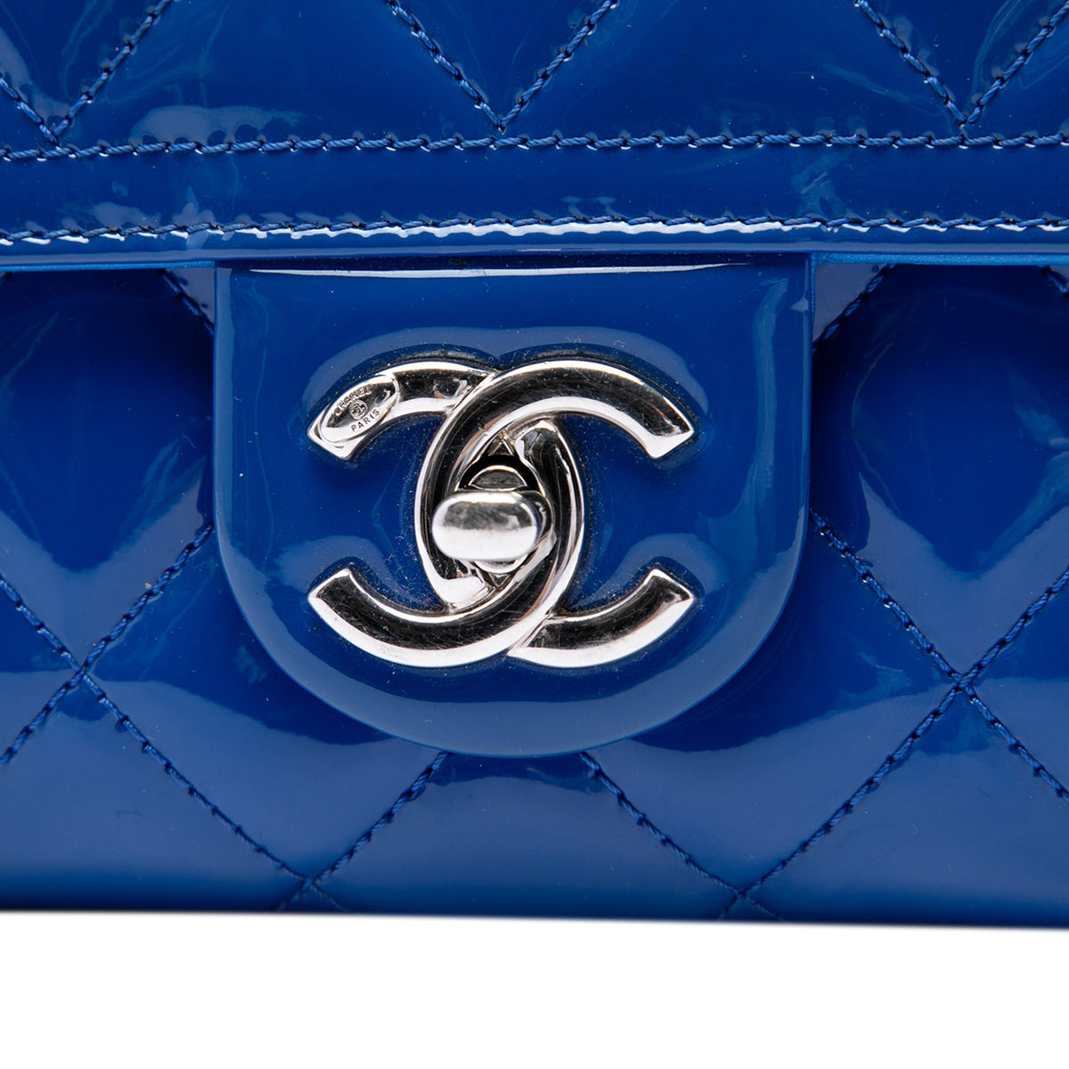Chanel Medium Quilted Patent Coco Shine Flap — Blue