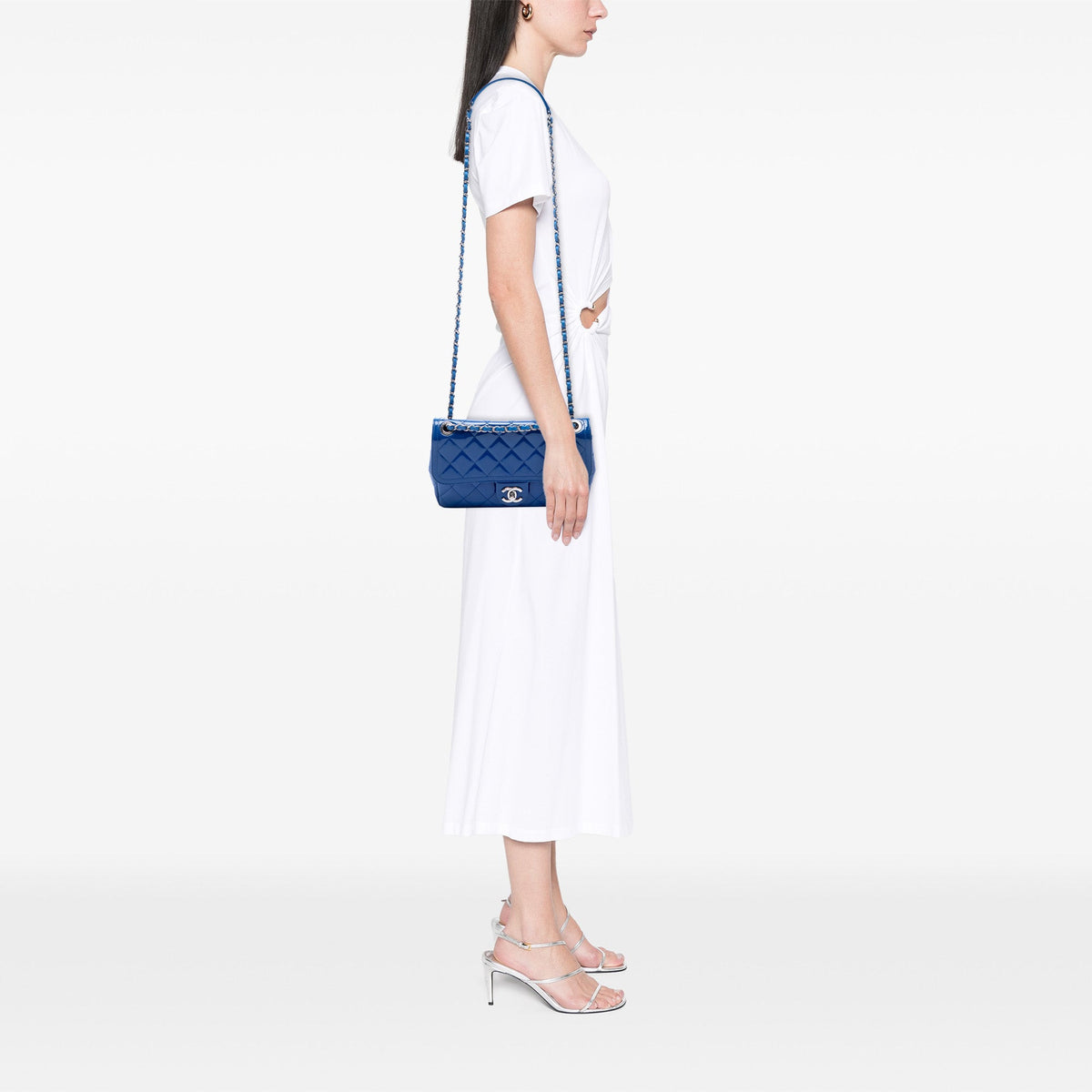 Chanel Medium Quilted Patent Coco Shine Flap — Blue