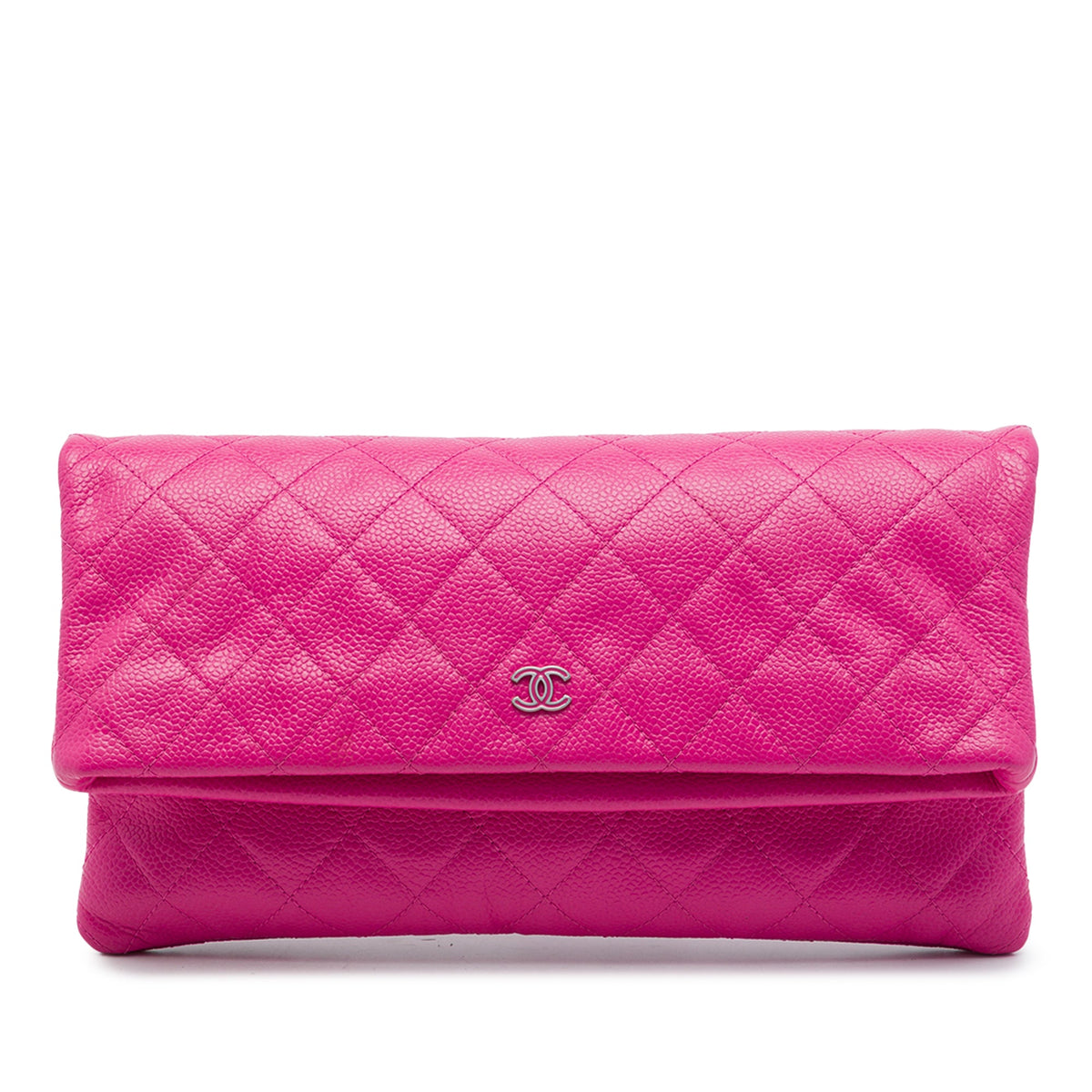 Chanel Quilted Caviar CC Beauty Foldover Clutch — Pink