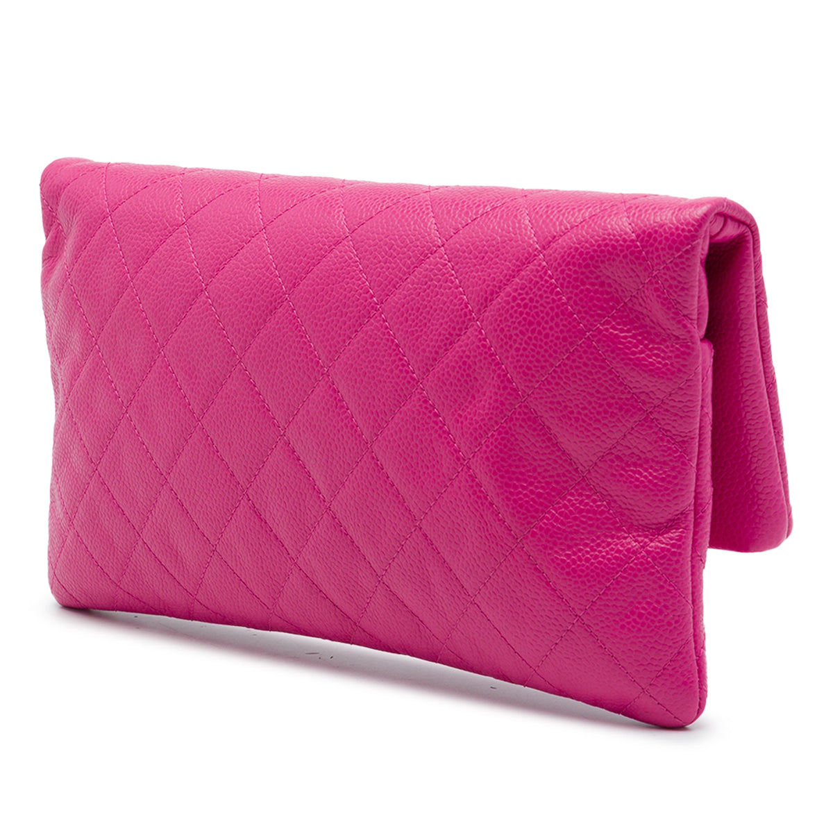Chanel Quilted Caviar CC Beauty Foldover Clutch — Pink