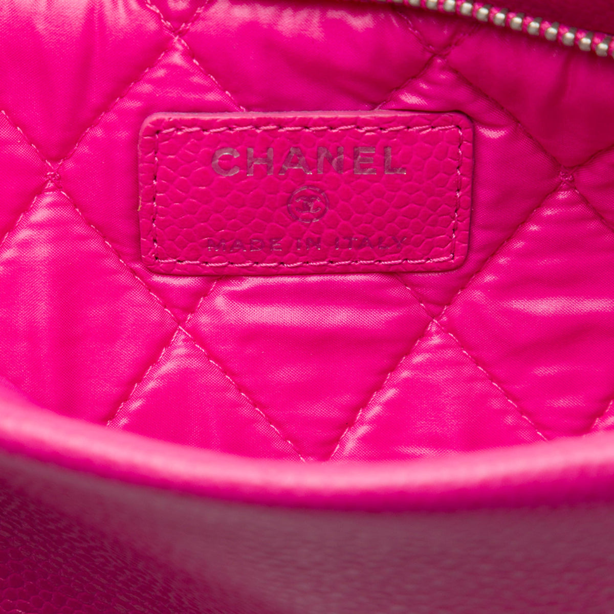 Chanel Quilted Caviar CC Beauty Foldover Clutch — Pink