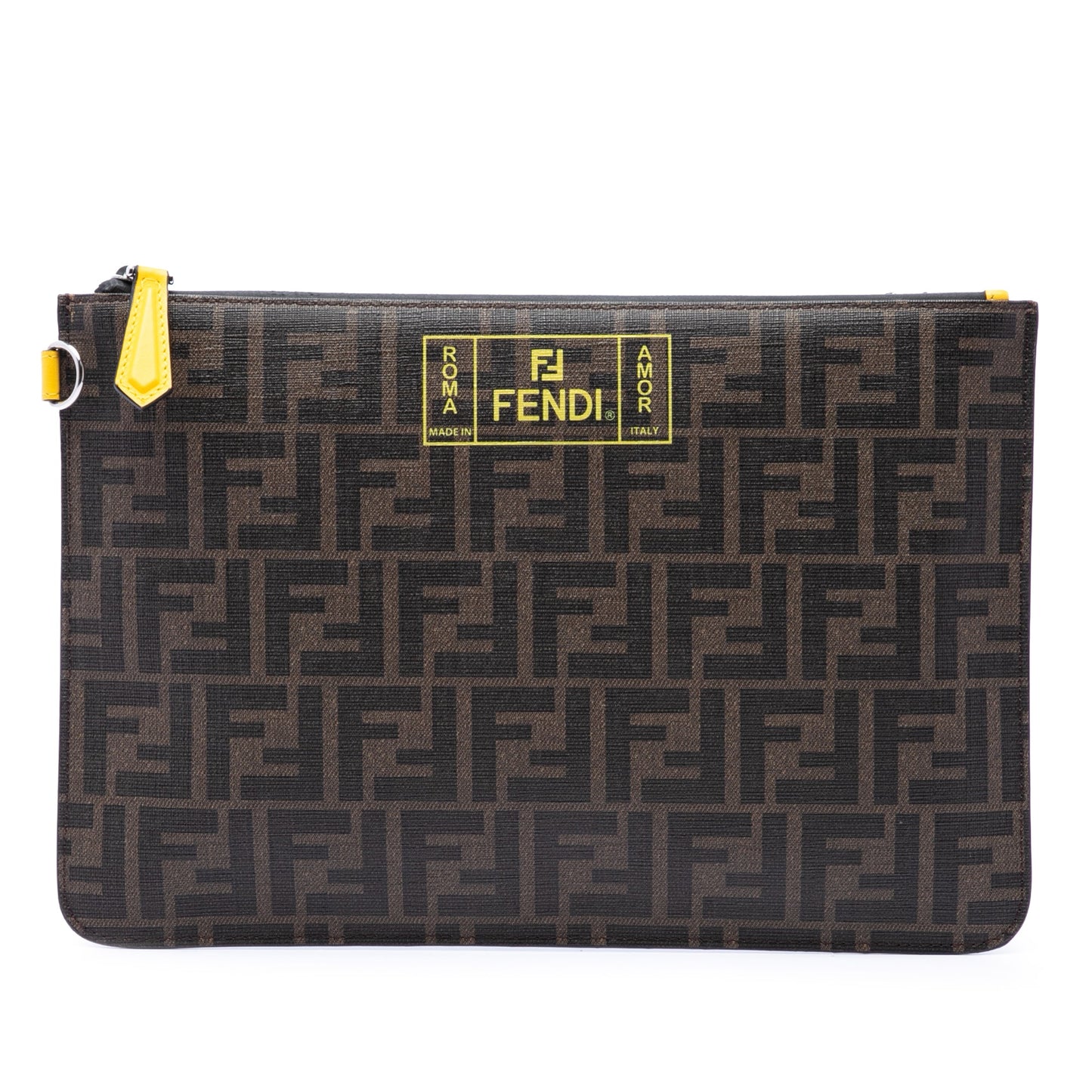 Fendi Zucca Coated Canvas Roma Amor Zip Pouch