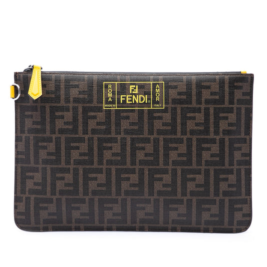 Fendi Zucca Coated Canvas Roma Amor Zip Pouch