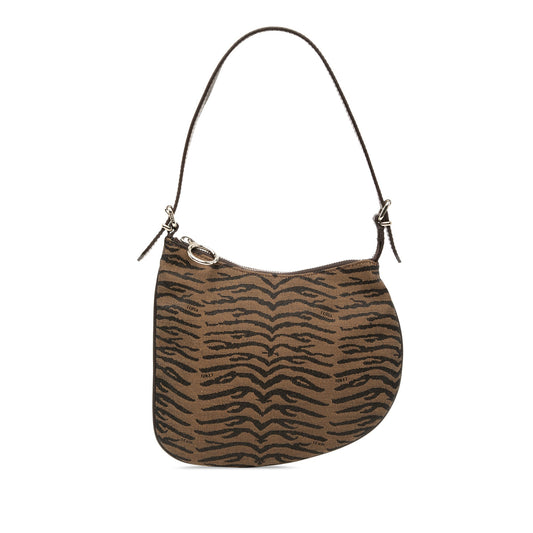 Small Zebra Print Canvas Oyster Hobo