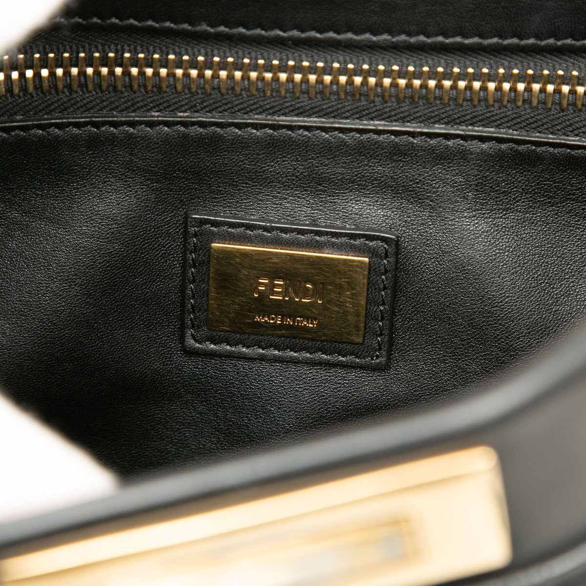 Fendi Medium Shiny Nappa Peekaboo Iconic Satchel — Black