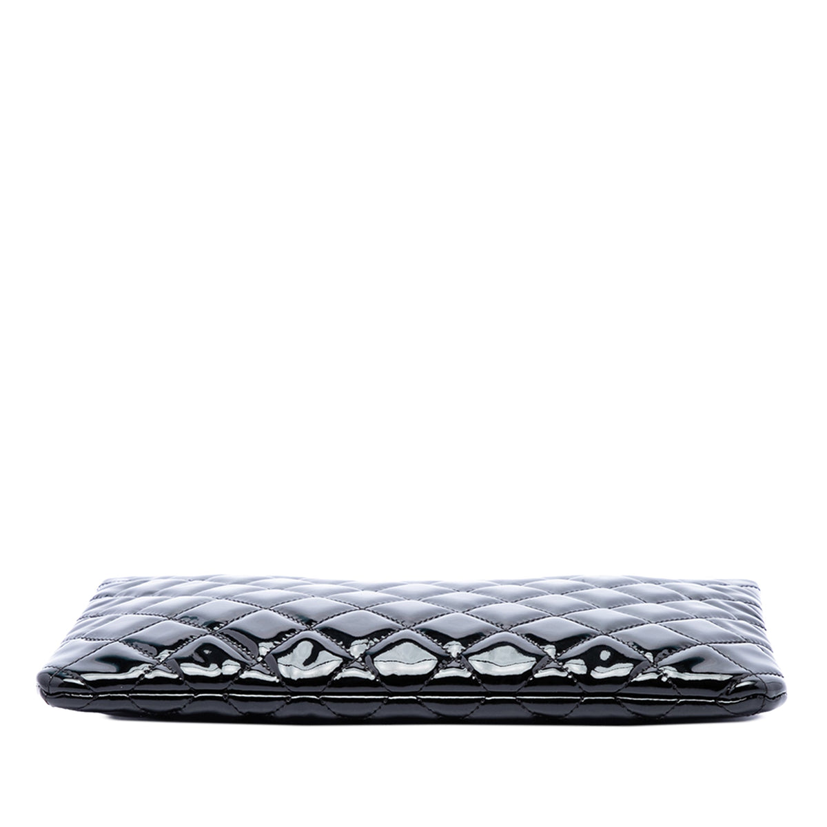 Chanel Medium Quilted Patent O Case Clutch — Black