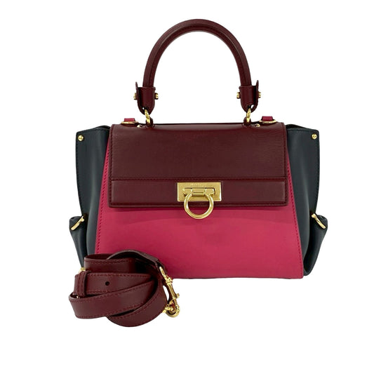 Ferragamo Small Tricolor Leather Gancini Sofia Satchel