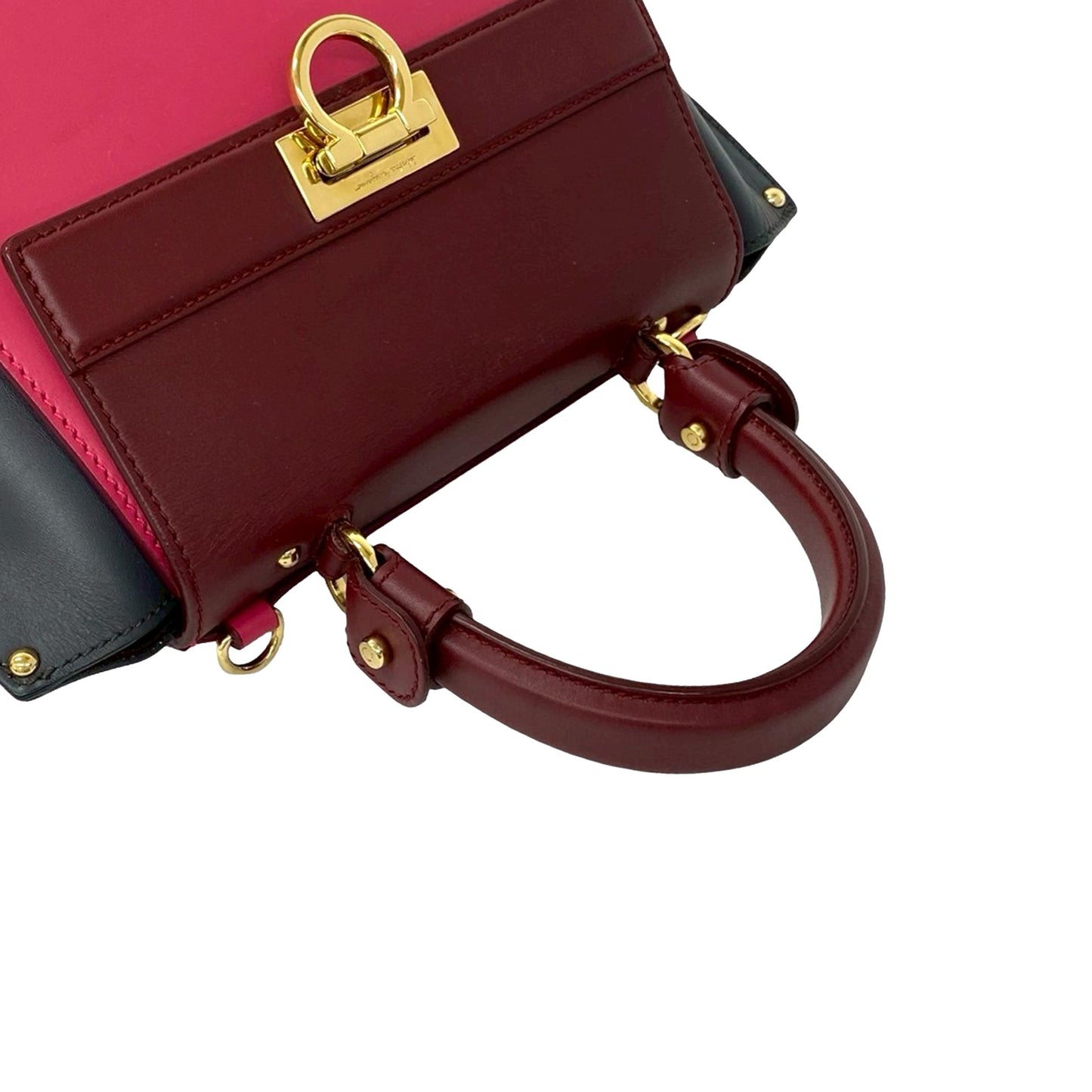 Ferragamo Small Tricolor Leather Gancini Sofia Satchel