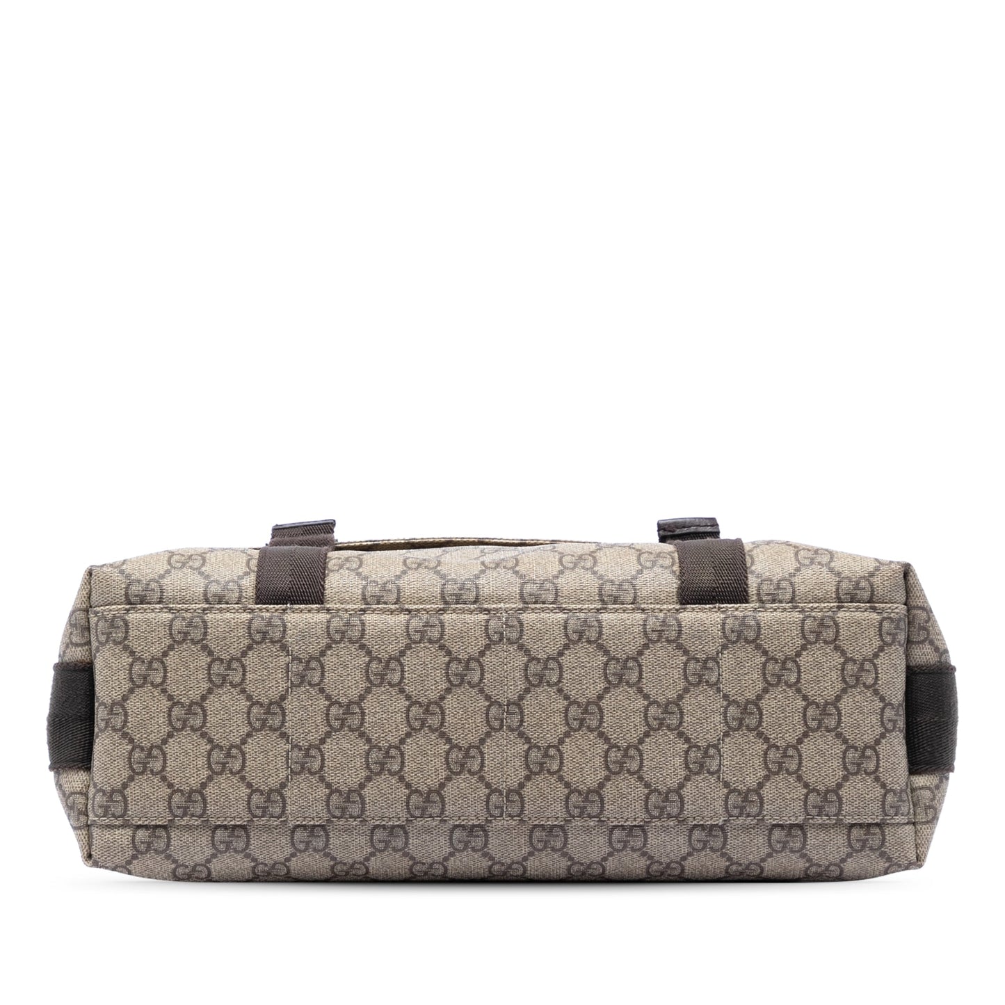 Gucci Large GG Supreme Double Buckle Flap Messenger Bag