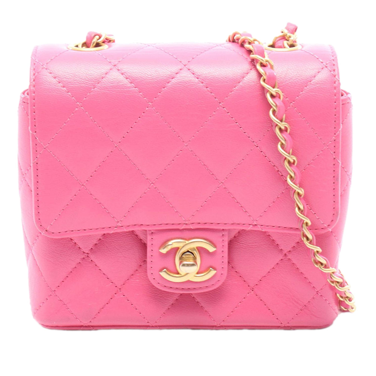 Chanel Small CC Quilted Calfskin Flap — Pink