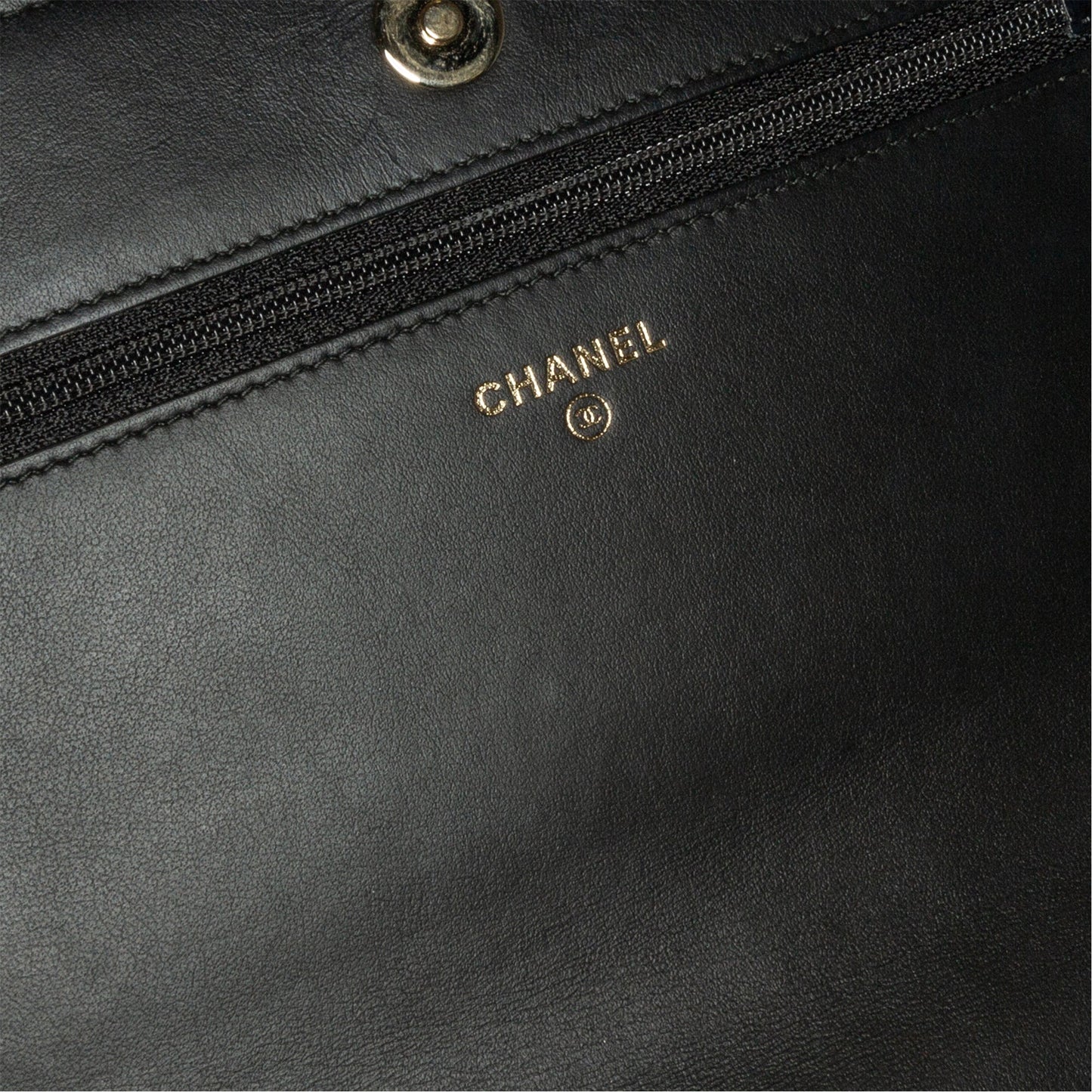 Chanel CC Quilted Crackled Patent Pearl Strap Wallet On Chain