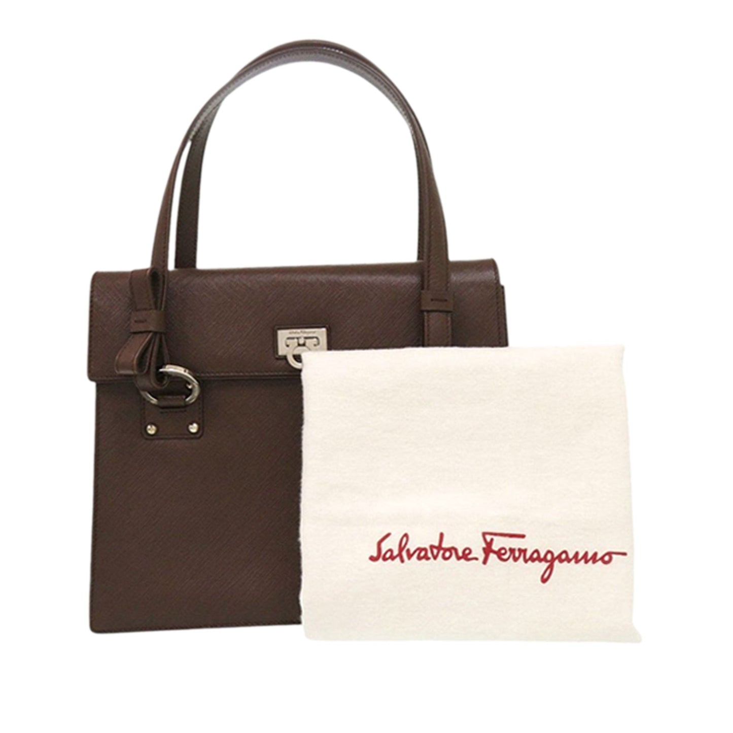 Ferragamo Leather Gancini Ribbon Handbag