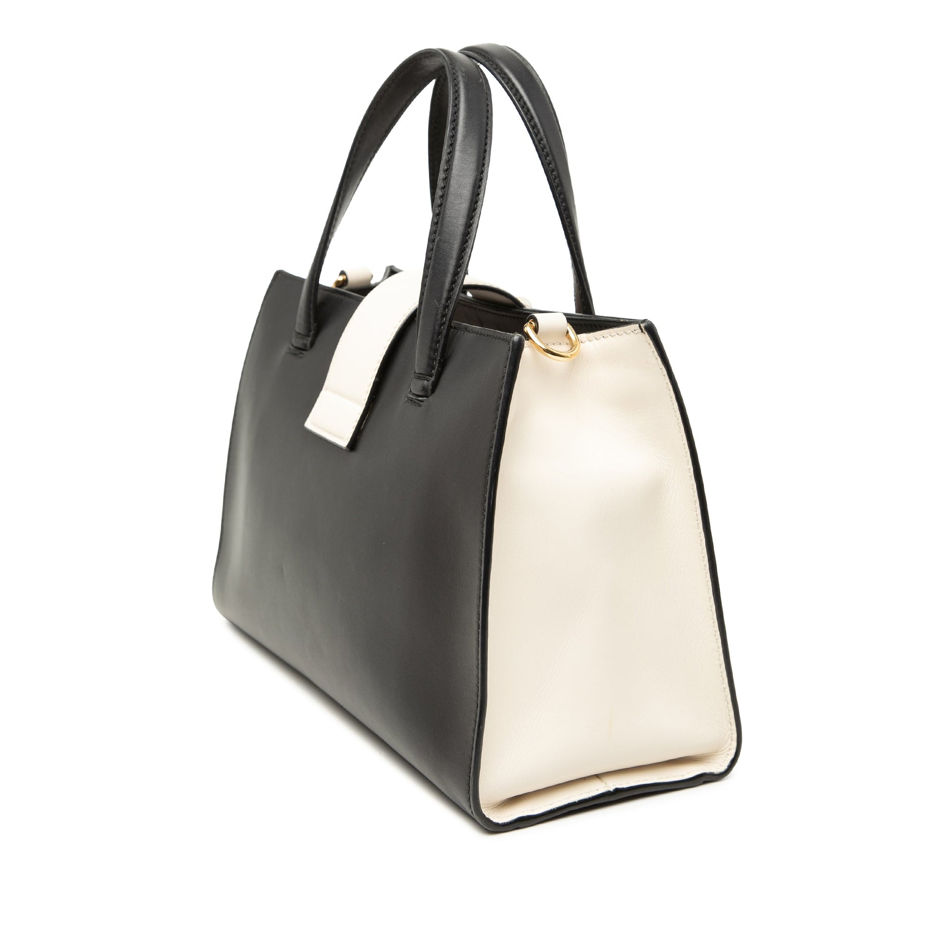 Gucci Small Bicolor Calfskin Bamboo Buckle Web Top Handle Bag
