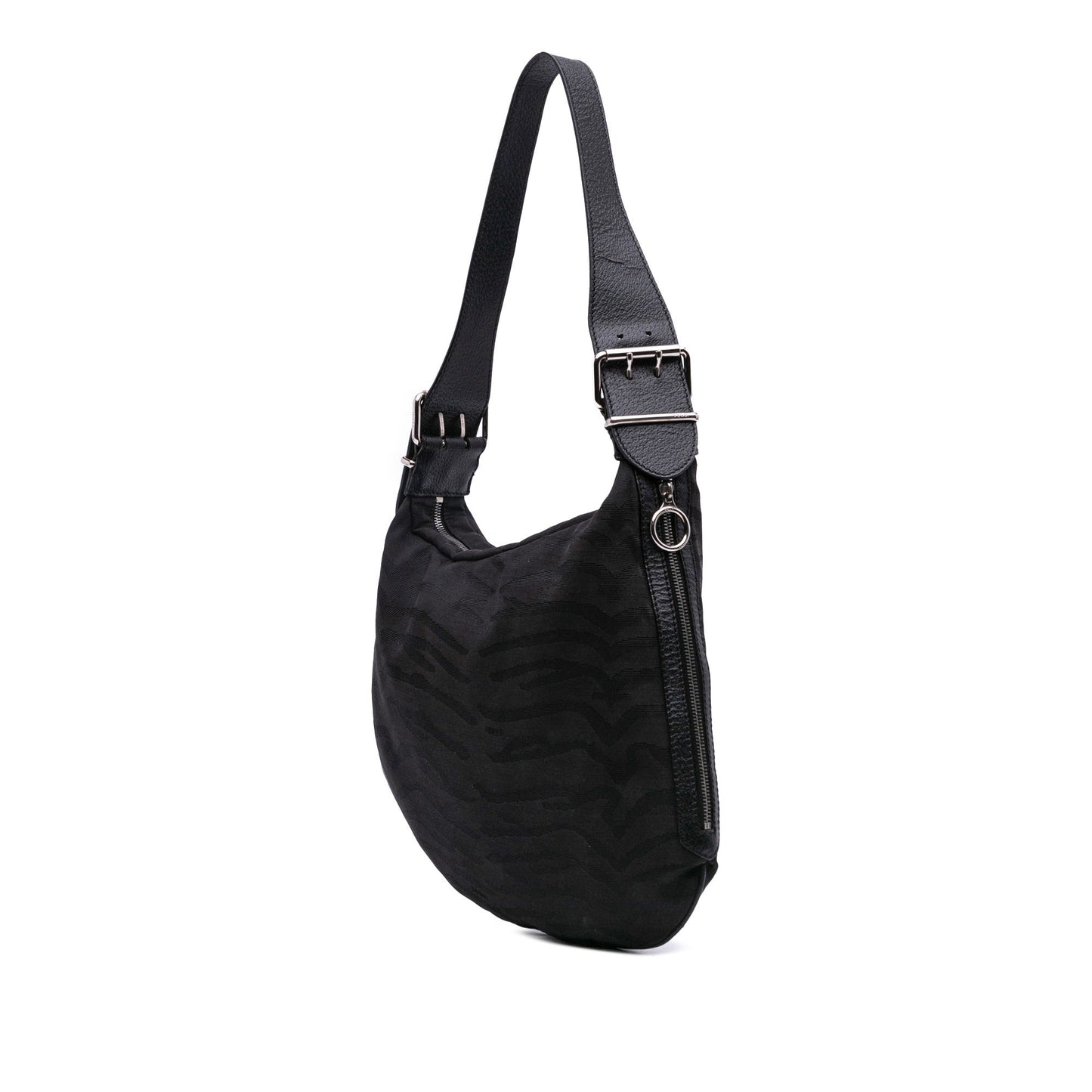 Fendi Zebra Print Canvas Oyster Hobo
