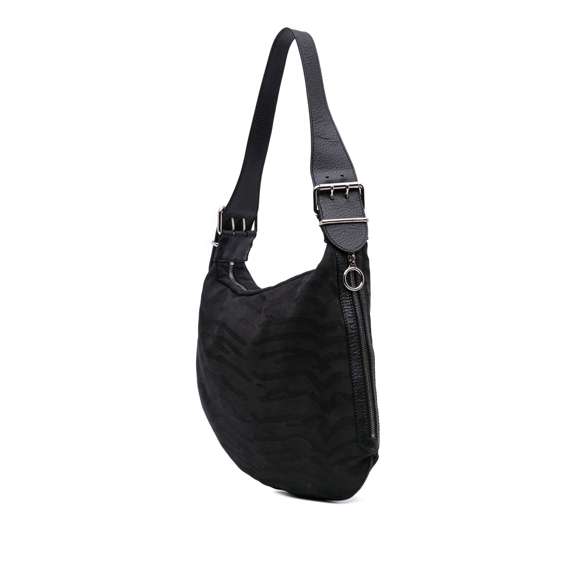 Fendi Zebra Print Canvas Oyster Hobo