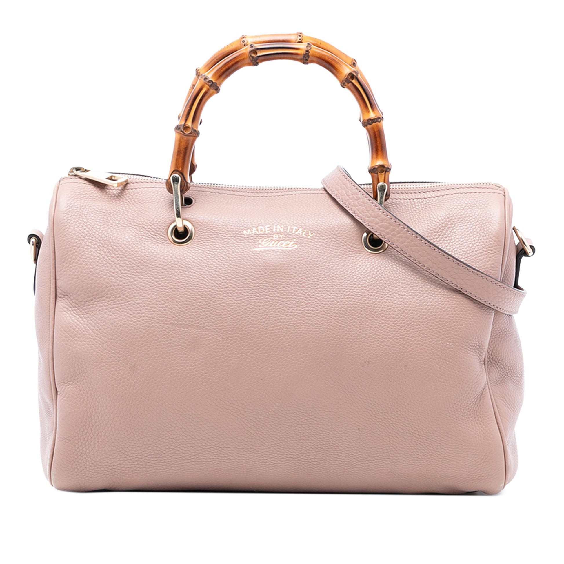 Gucci Medium Calfskin Bamboo Shopper Boston Bag