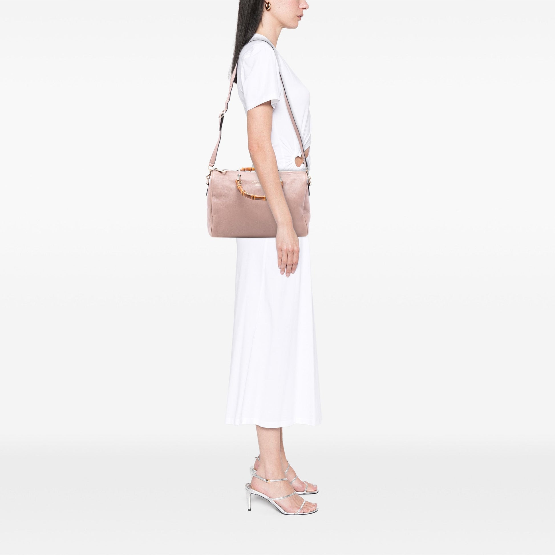 Gucci Medium Calfskin Bamboo Shopper Boston Bag