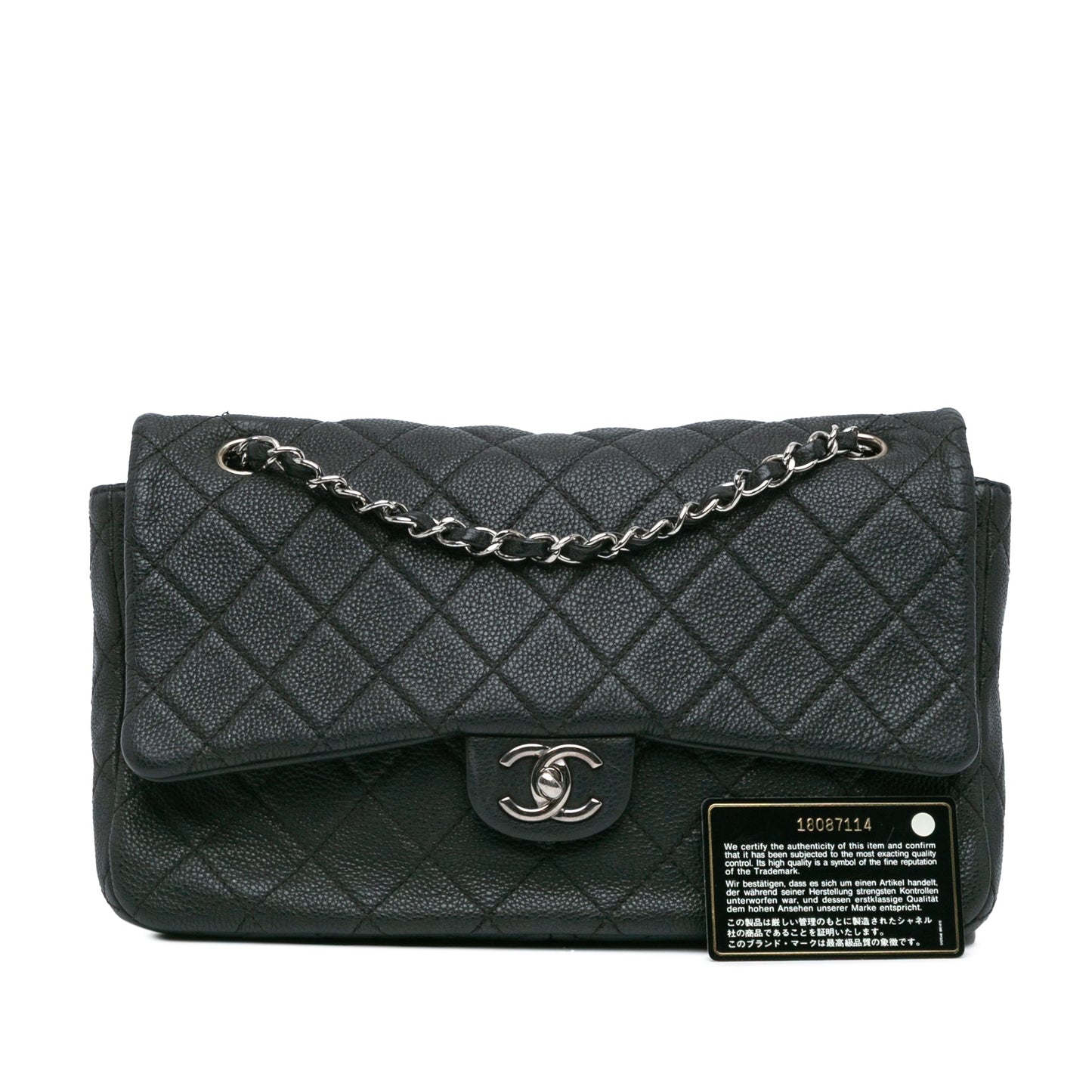 Chanel Jumbo Quilted Caviar Double Compartment Chain Flap