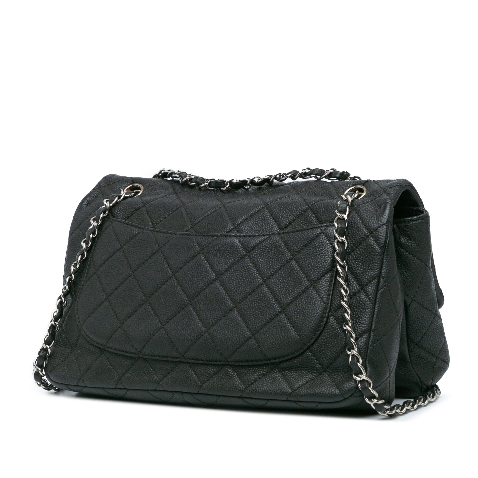 Chanel Jumbo Quilted Caviar Double Compartment Chain Flap