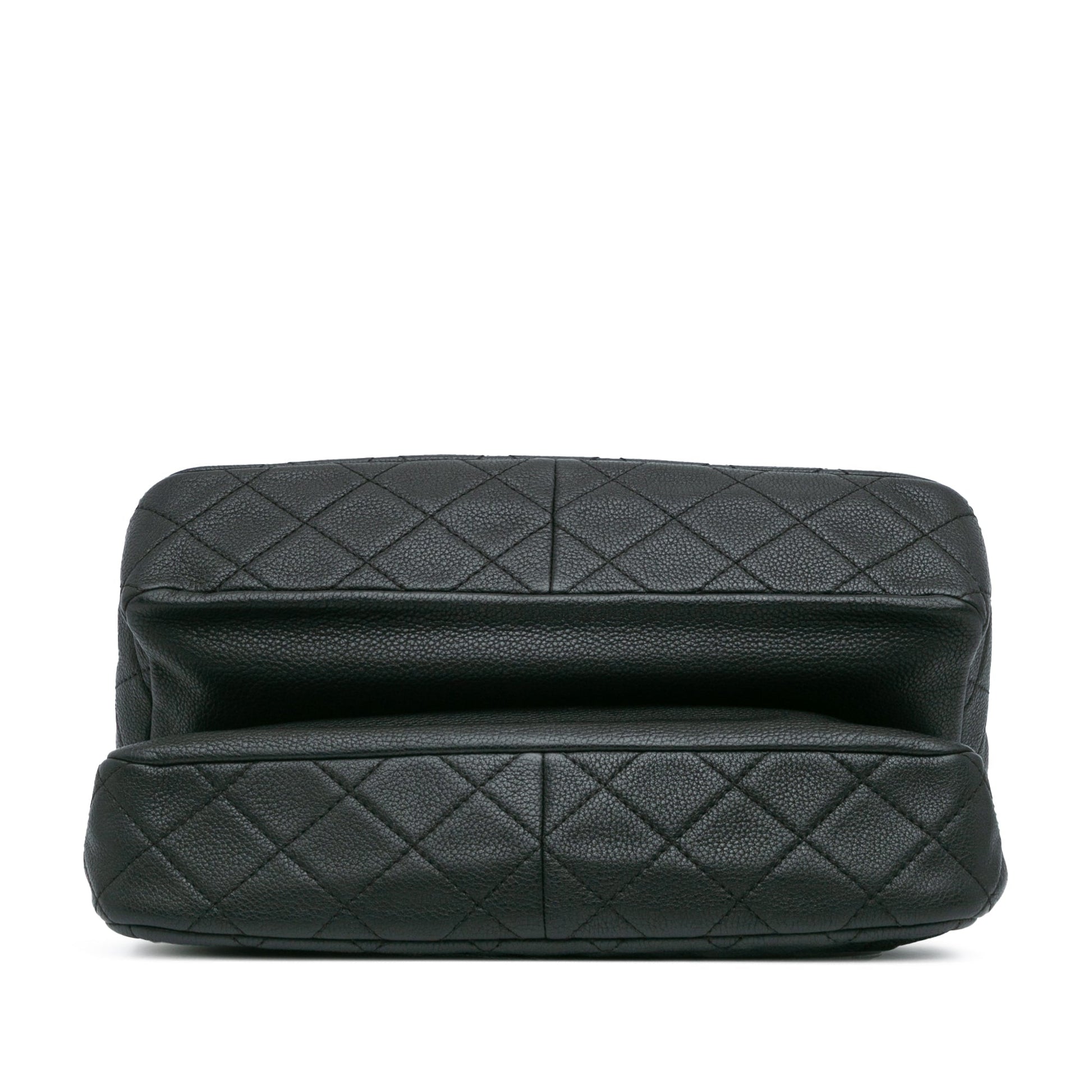 Chanel Jumbo Quilted Caviar Double Compartment Chain Flap