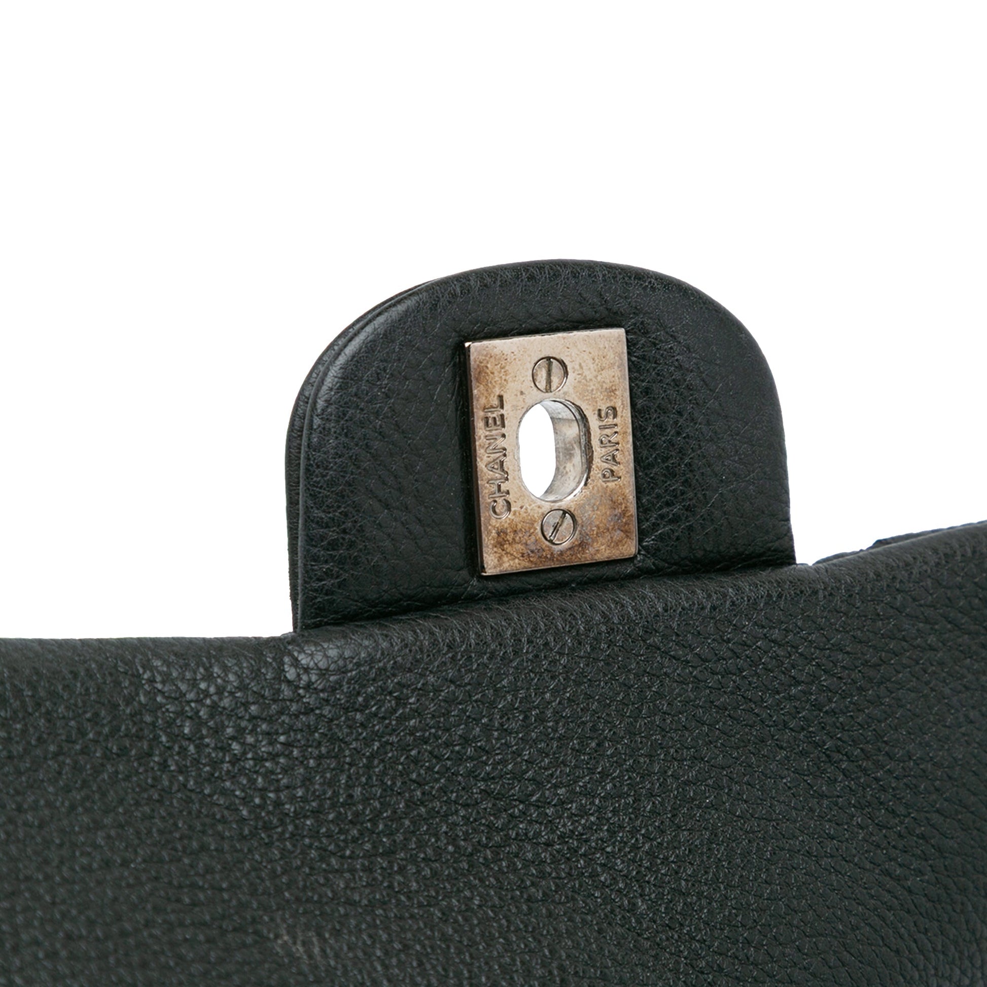 Chanel Jumbo Quilted Caviar Double Compartment Chain Flap