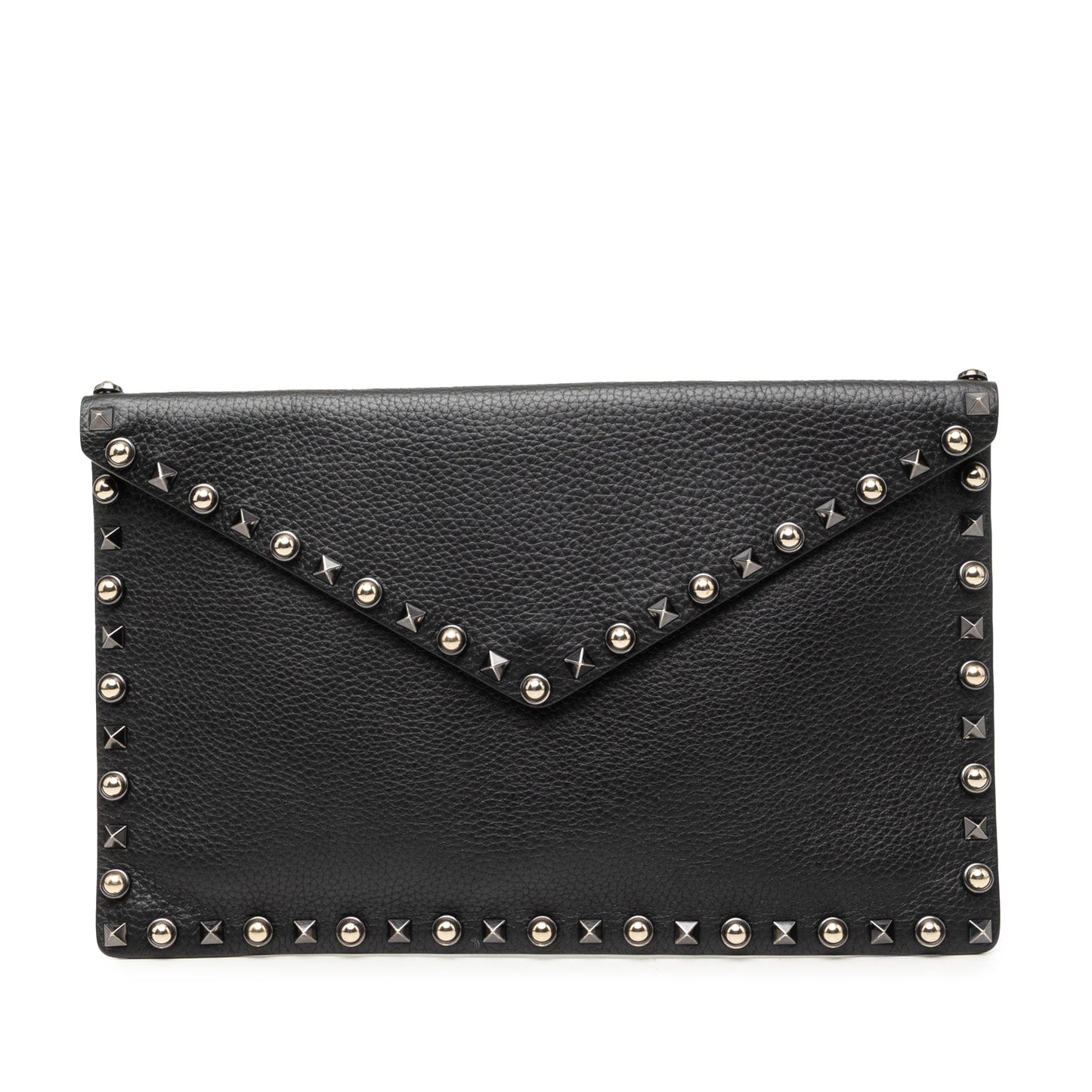 Valentino Grained Calfskin Rockstud Envelope Clutch