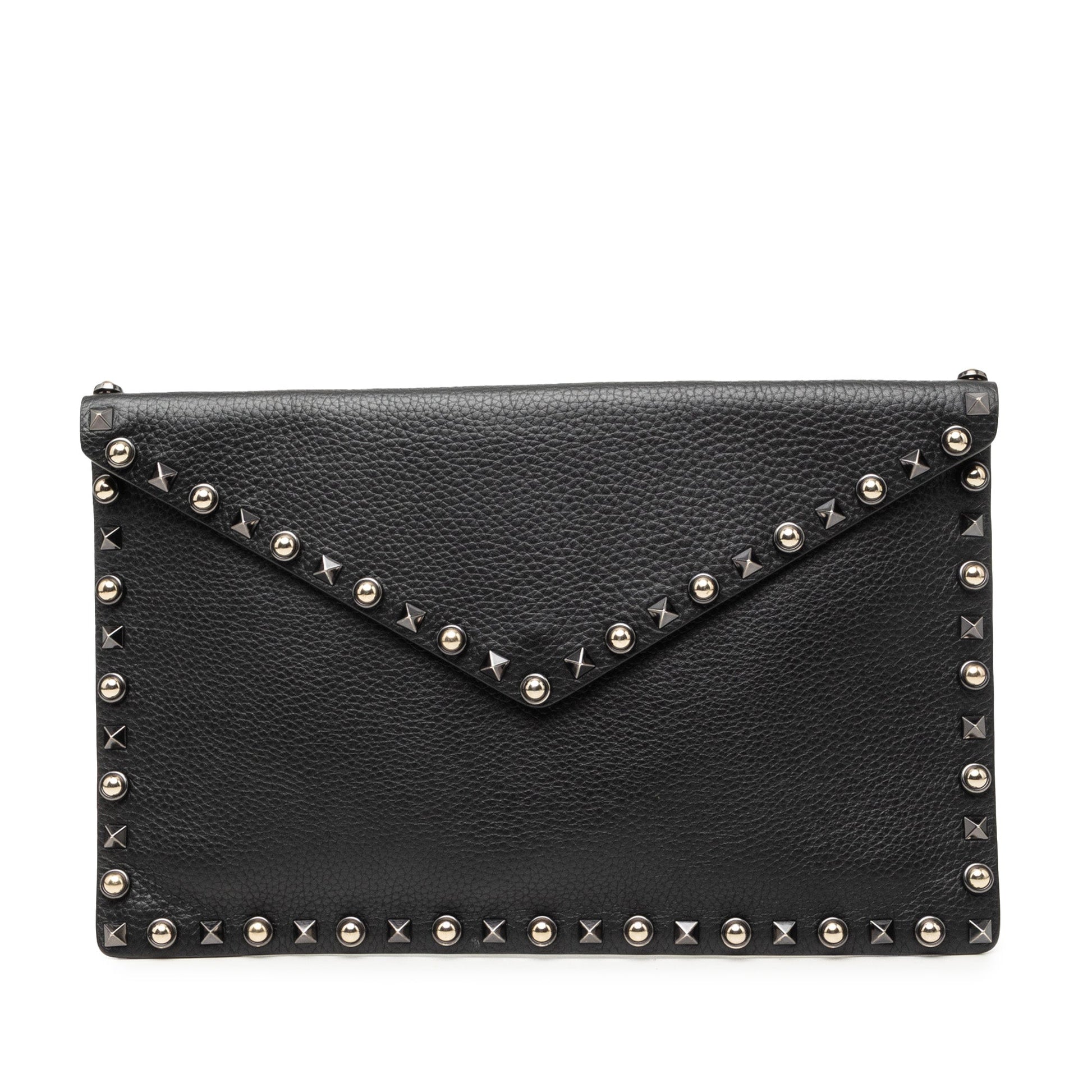 Valentino Grained Calfskin Rockstud Envelope Clutch