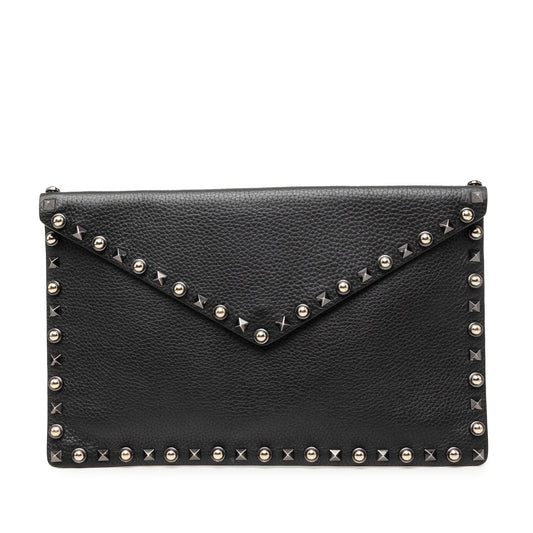 Valentino Grained Calfskin Rockstud Envelope Clutch