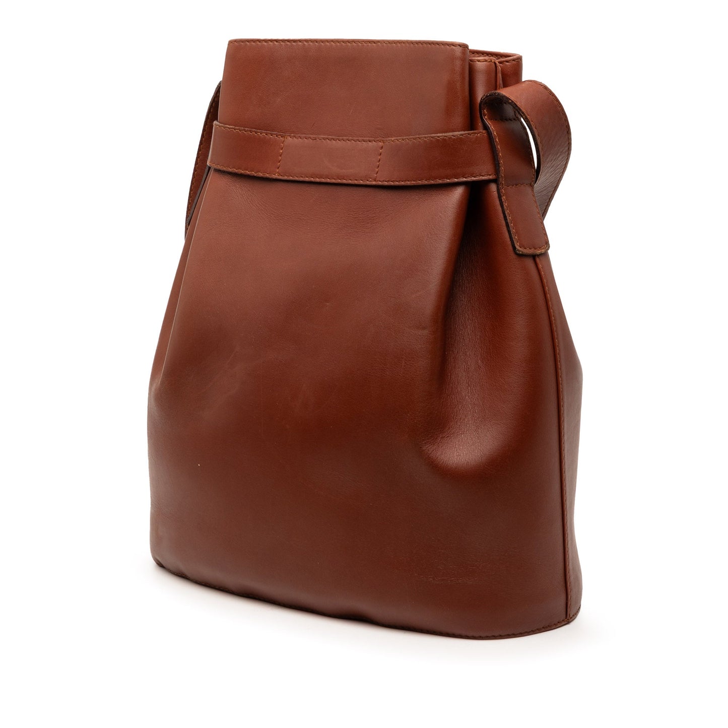 Leather Double Gancini Bucket Bag