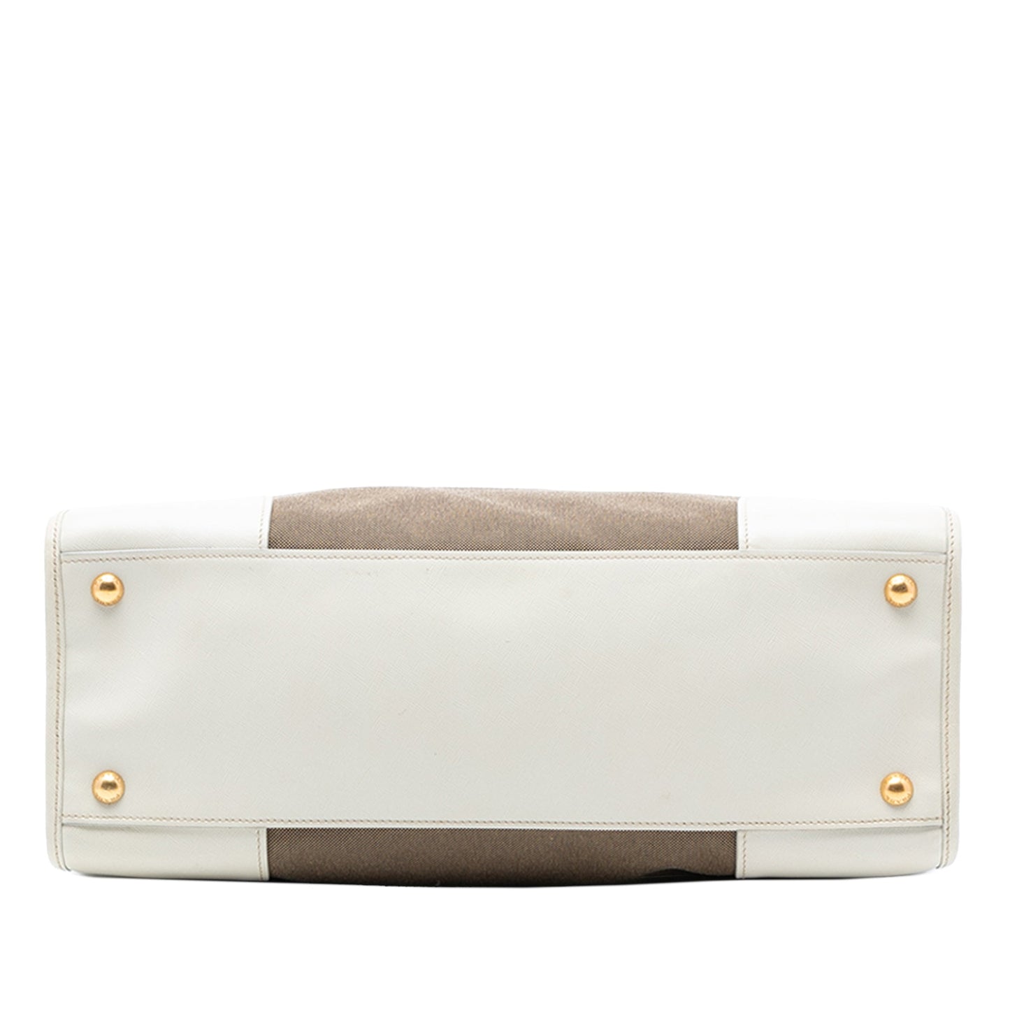 Prada Saffiano Trimmed Canvas Canapa Logo Double Zip Satchel