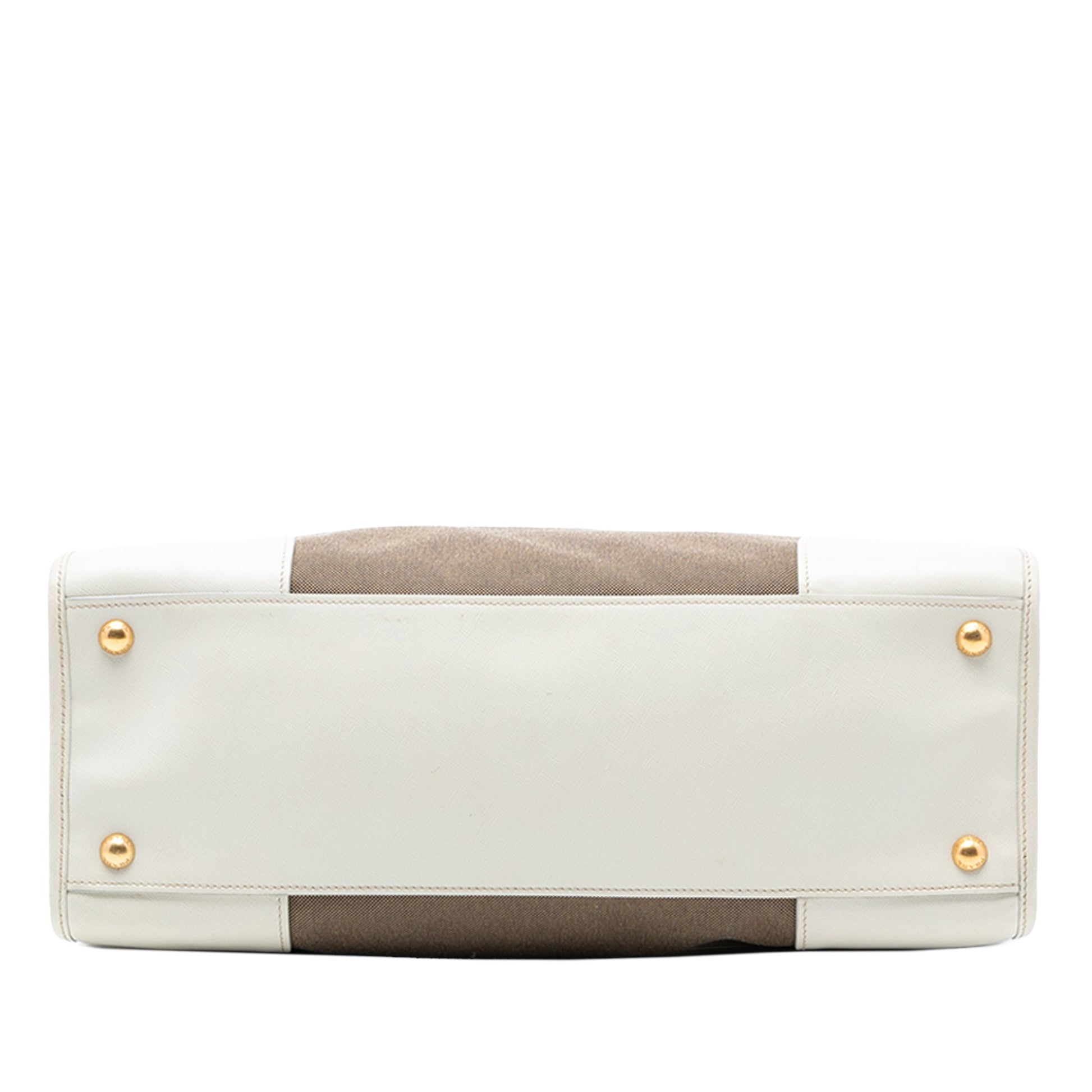 Prada Saffiano Trimmed Canvas Canapa Logo Double Zip Satchel