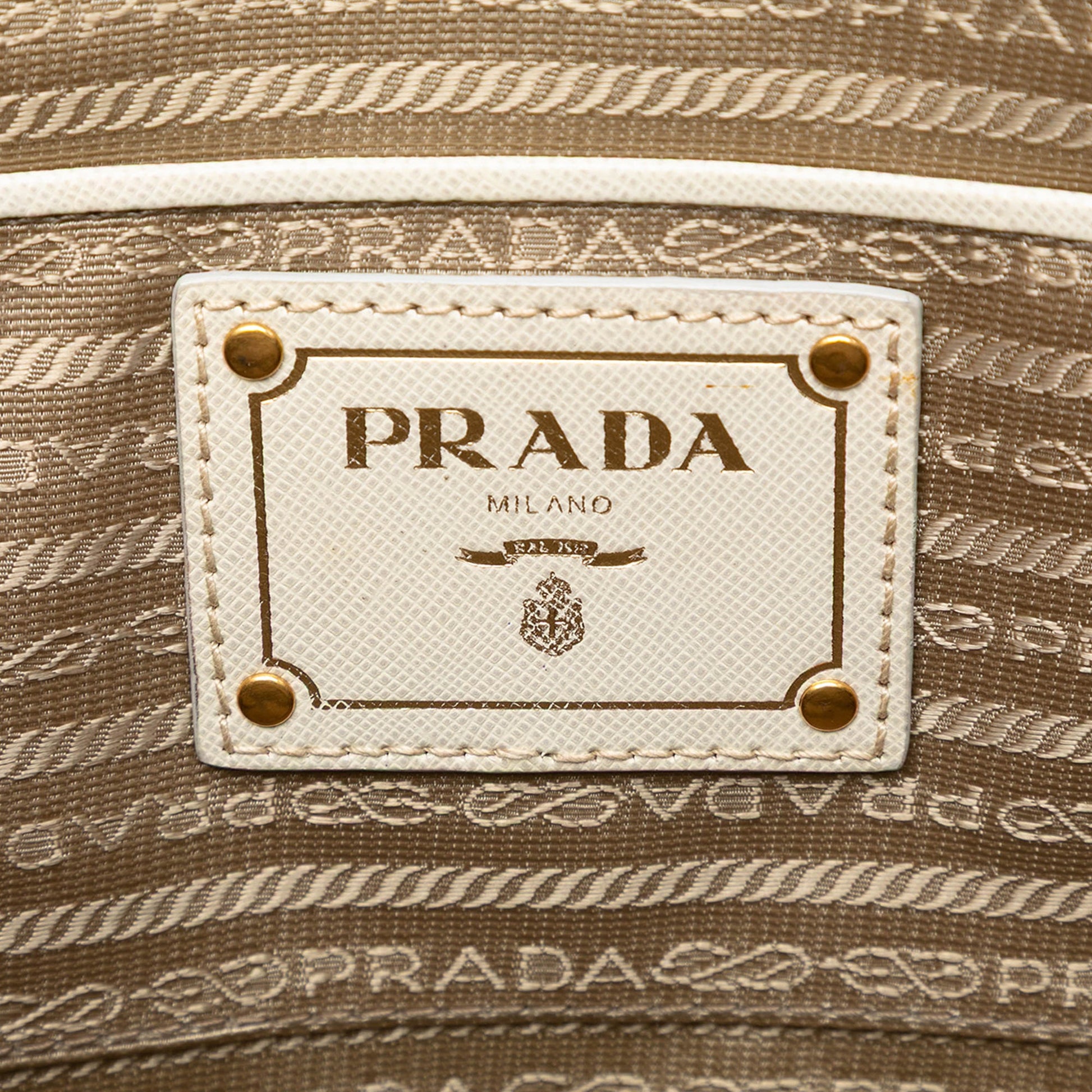 Prada Saffiano Trimmed Canvas Canapa Logo Double Zip Satchel