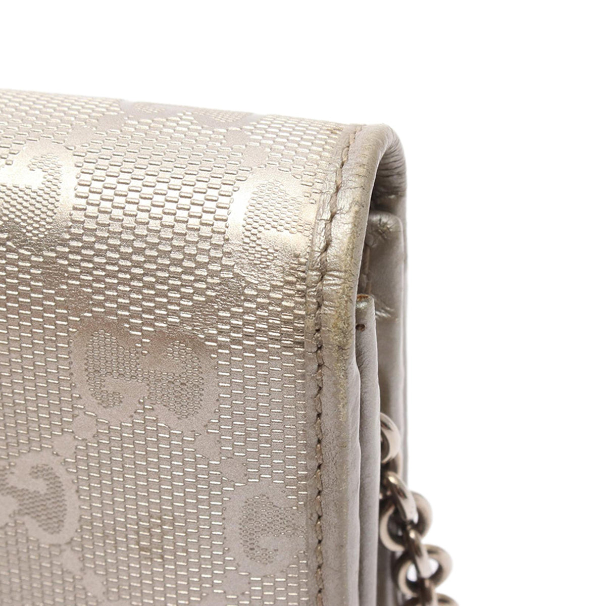 Gucci GG Imprime Wallet On Chain — Gold