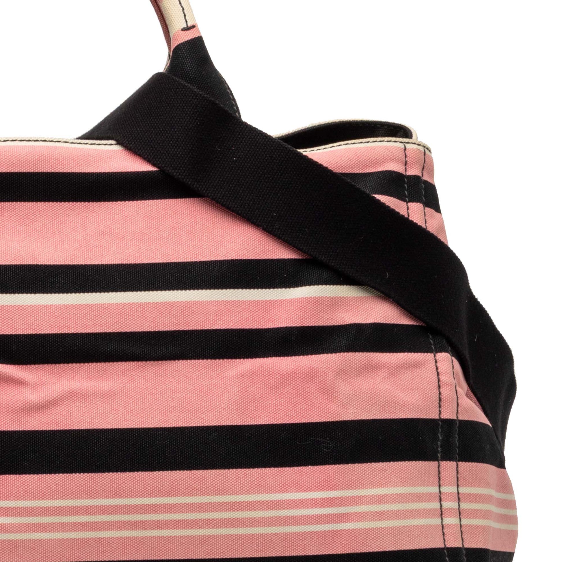 Prada Large Canvas Canapa Righe Striped Satchel