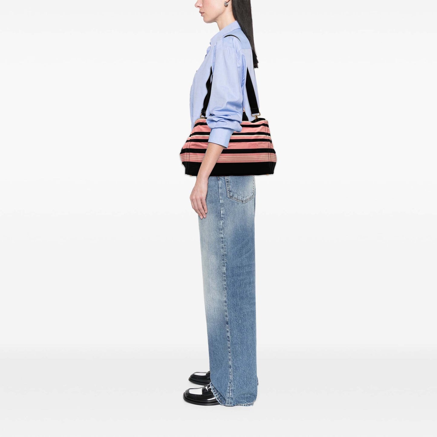 Prada Large Canvas Canapa Righe Striped Satchel