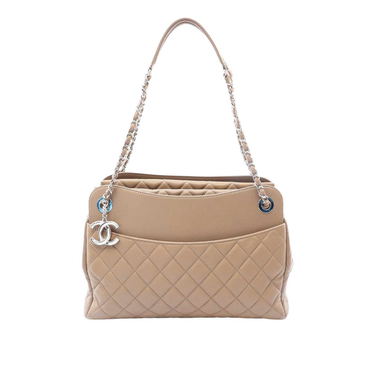 Chanel Large Quilted Lambskin 7 Tote — Beige