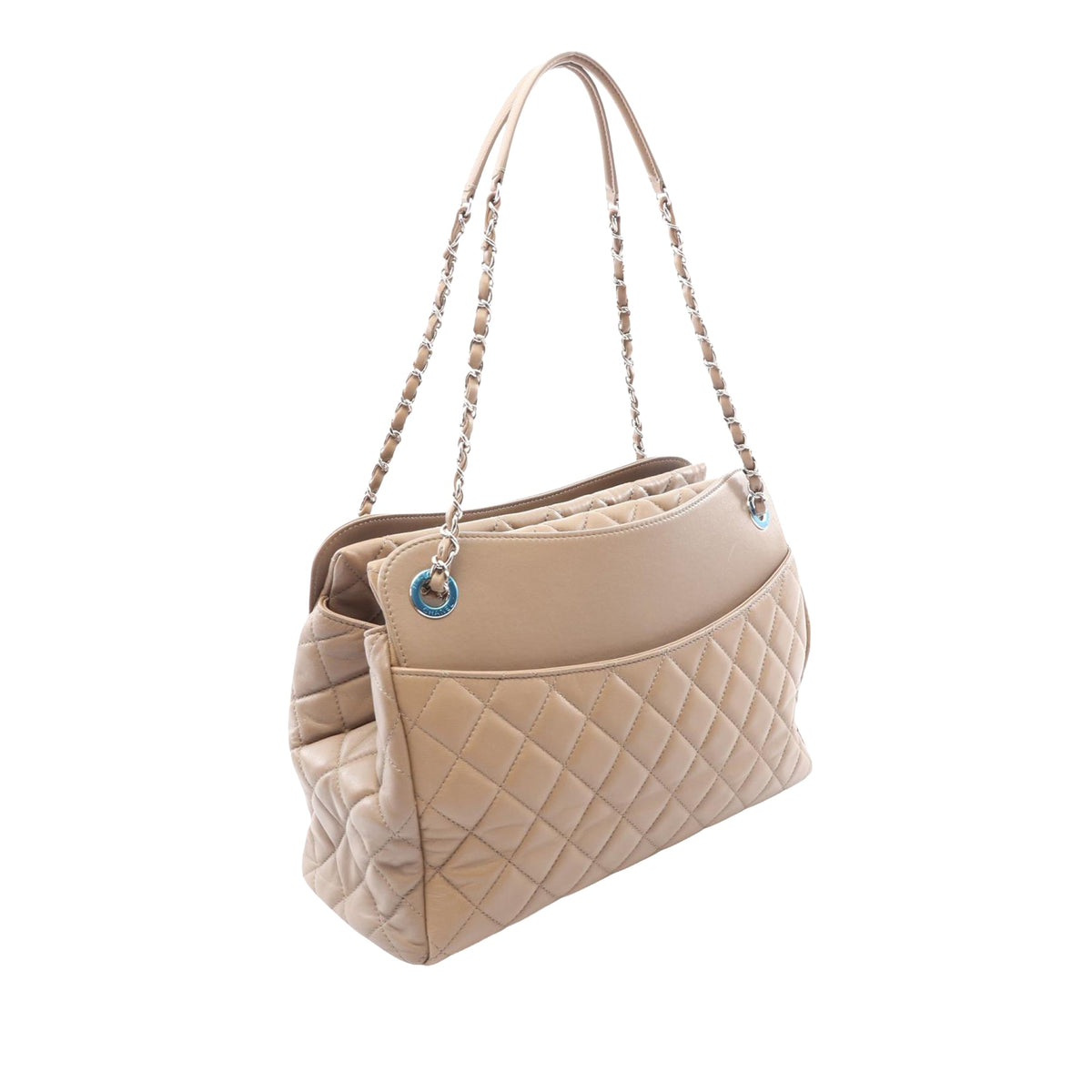 Chanel Large Quilted Lambskin 7 Tote — Beige