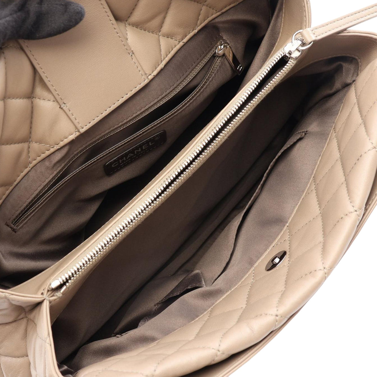 Chanel Large Quilted Lambskin 7 Tote — Beige