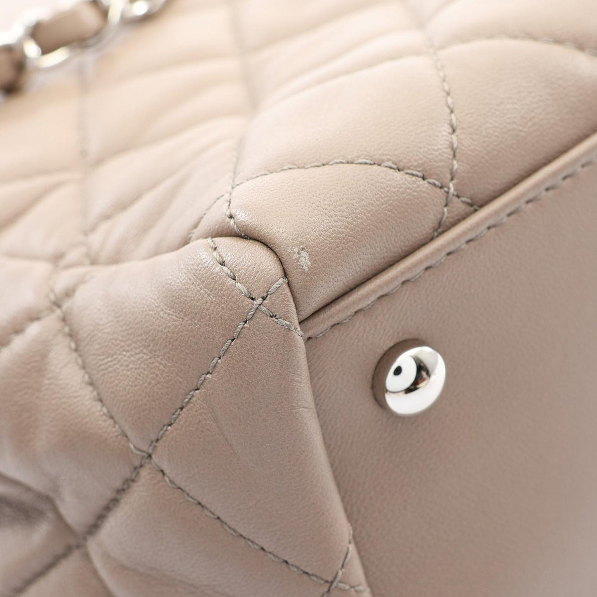 Chanel Large Quilted Lambskin 7 Tote — Beige