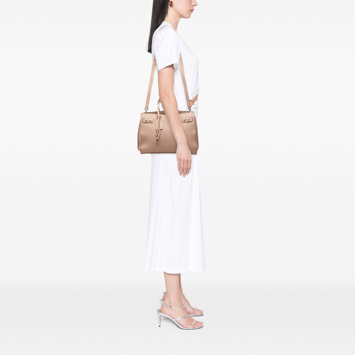 Saint Laurent Small Grained Calfskin Supple Sac De Jour Satchel