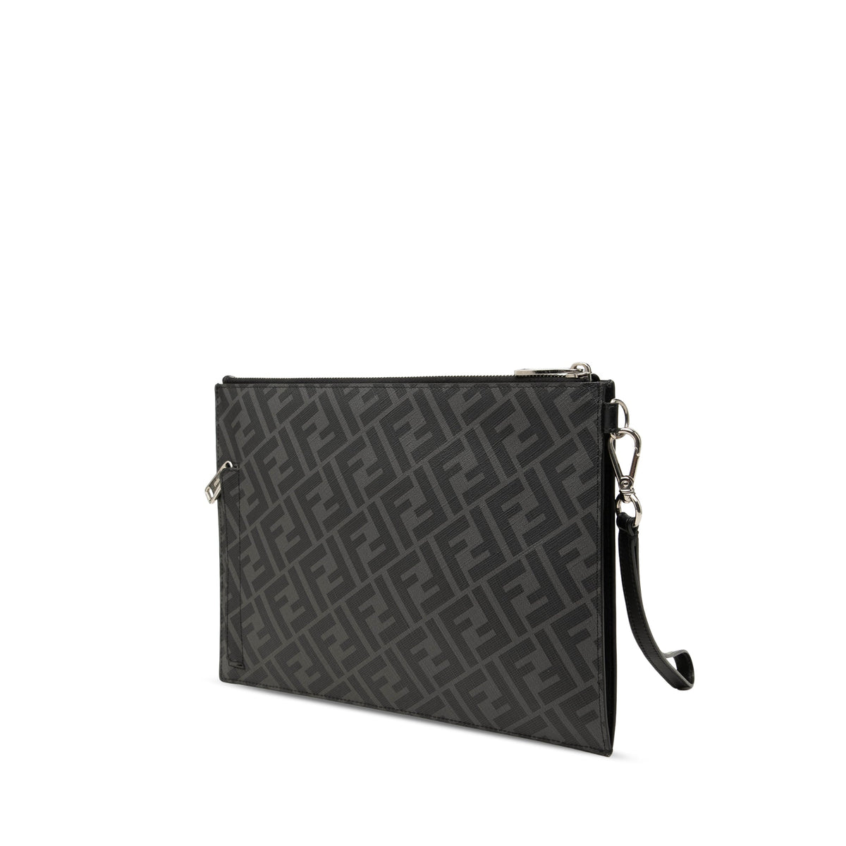 Fendi Zucca Coated Canvas Diagonal Clutch — Black