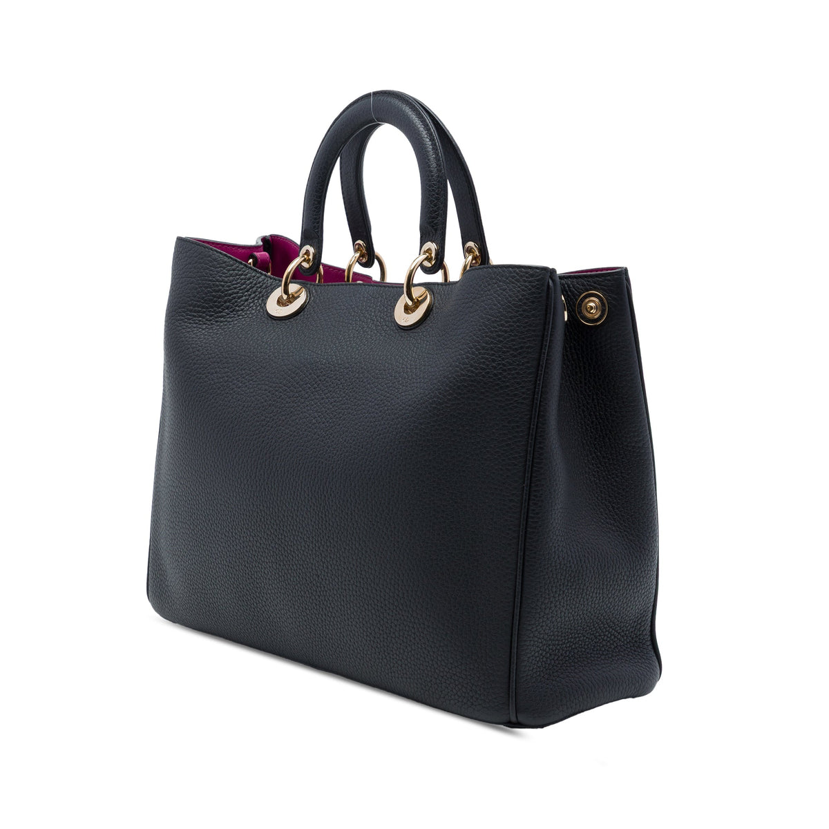 Dior Large Pebbled Calfskin Diorissimo Satchel — Black