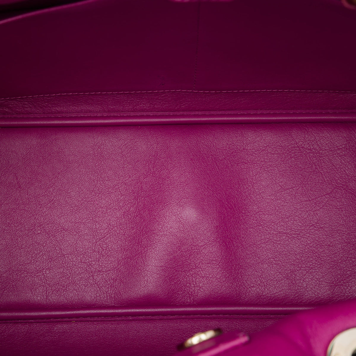 Dior Large Pebbled Calfskin Diorissimo Satchel — Black
